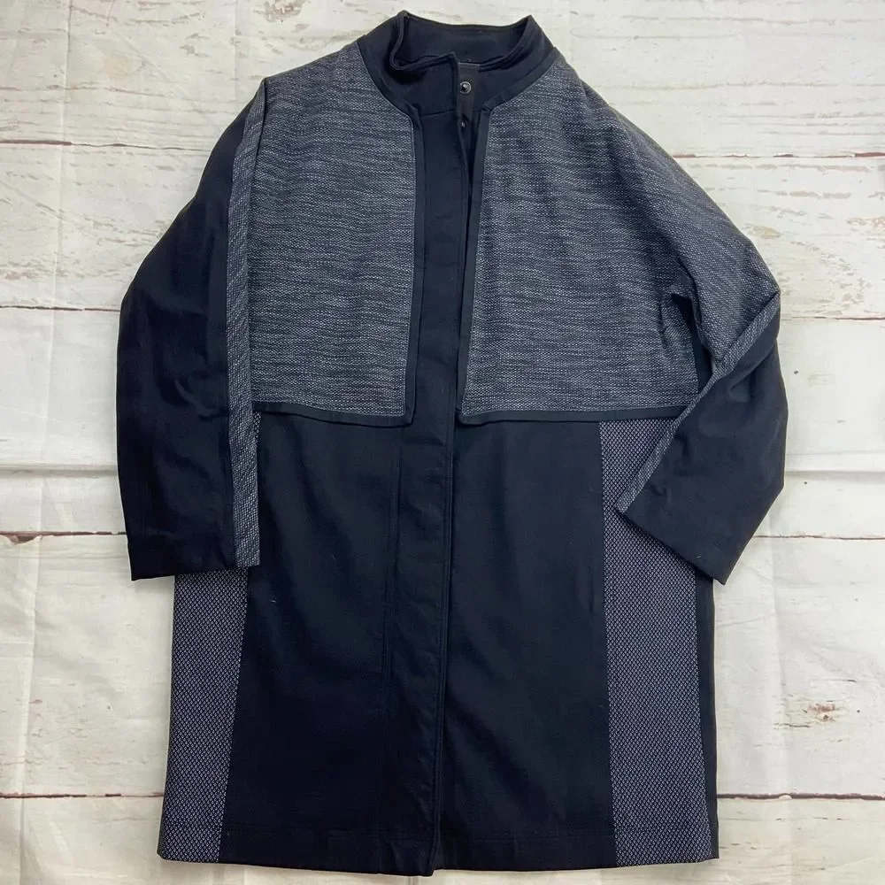 Lululemon Cocoon Car Coat Shine Dot Black Gray long casual jacket womens small